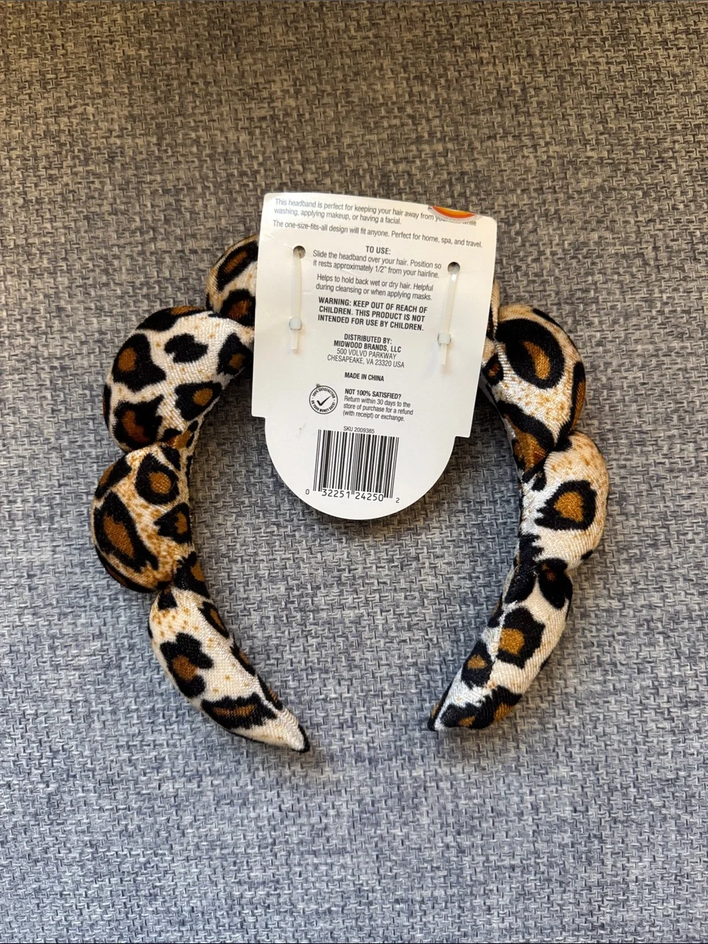Leopard Print Padded Headband - Brown/Black
